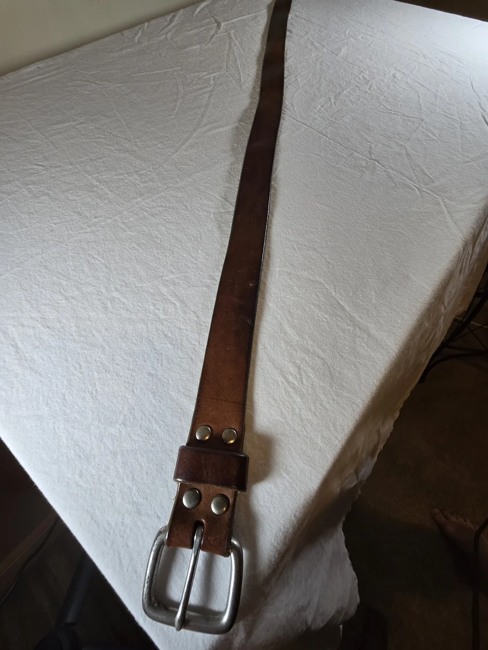 J. Crew Men's Brown Genuine Leather Belt with Metal Buckle Size 32